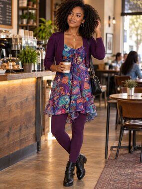 La Fiorentina Purple Paisley Babydoll Dress - Large - BRAND NEW